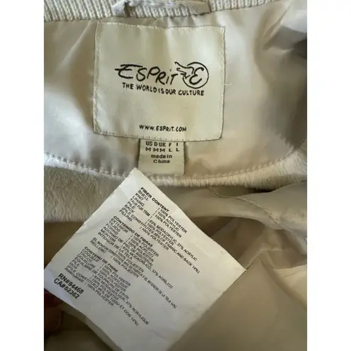 Esprit VTG Y2K puffer removable fur hood fleece lined jacket cream size medium