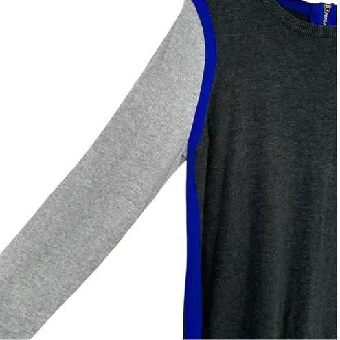 Eliza J Contrast Trim Sweater Dress size XL Grey Cobalt Blue Long Sleeves