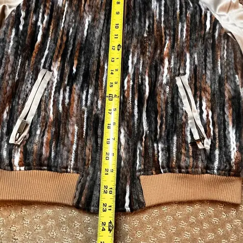 BNCI Boundless North Clothing Intl Brown Bomber Jacket Boho Unique SZ S Satin
