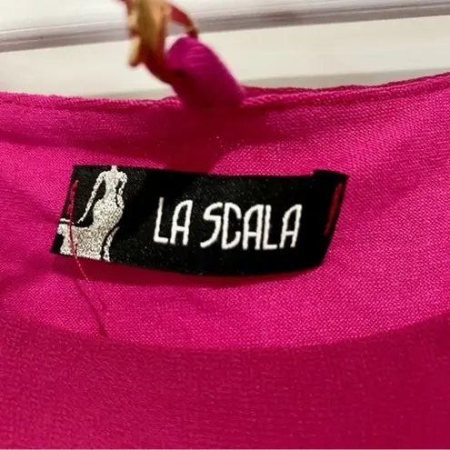 Scala La Women’s Sleeveless Ruched Blouse with Necklace Pink NWOT