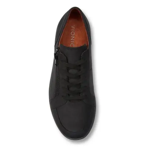 Vionic NEW Abigail Leather Arch Support Casual Sneaker Black Women Shoes Size 6