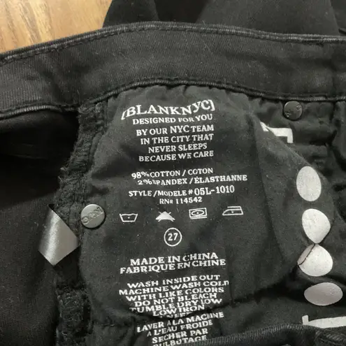 BLANKNYC Women's Crazy Train Black Distressed Skinny Jeans Raw Hem Size 27