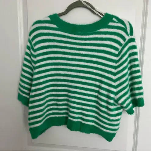 NEW Arula Green Striped Sweater Top Plus Size 1X NWT