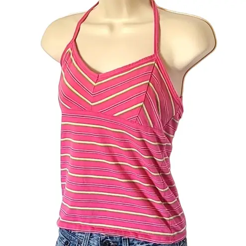 Arizona Jeans Excellent Arizona Jean Co Juniors Pink Striped Halter Neck Top Size Medium