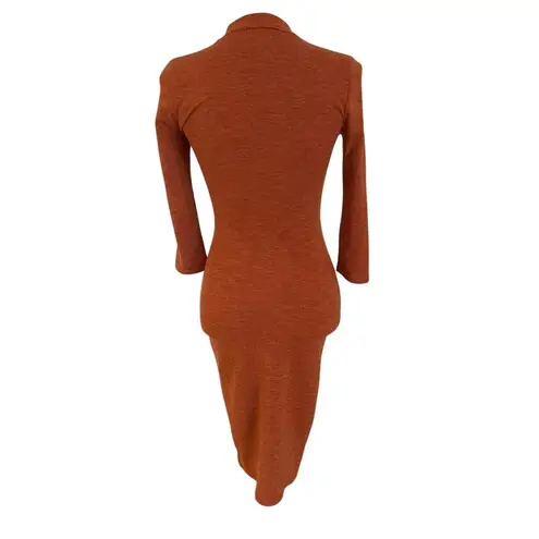Lulus Size XS Conversation Starter Rust Orange Mock Neck Midi Dress
