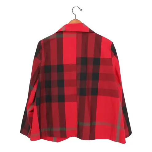 Habitat Liv by  Suzanne Jacket Ruby Red Tartan Plaid Asymmetrical Hem L