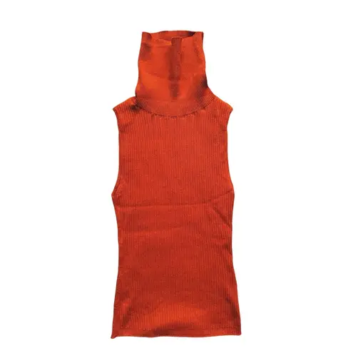 Sézane Sezane Yohan Jumper Sleeveless Turtleneck Sweater XS Tangerine Orange Luxury