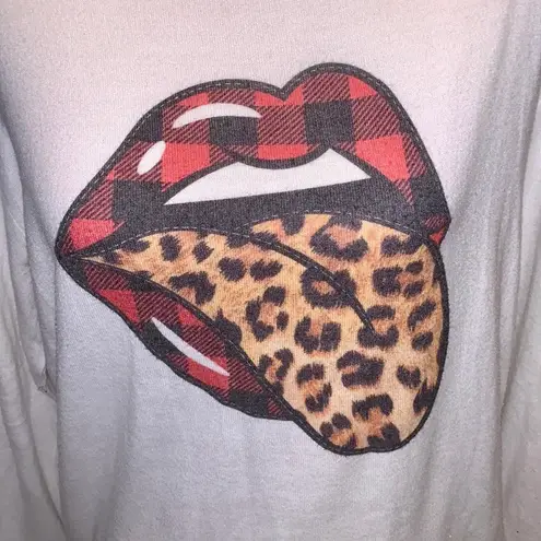 Phil Love white lips kiss tongue sexy lightweight sweatshirt