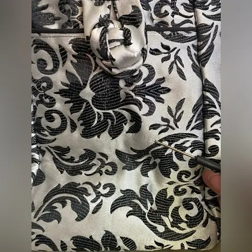 Tote Bag Silver and Black Venetian Damask Style Brocade Carryall