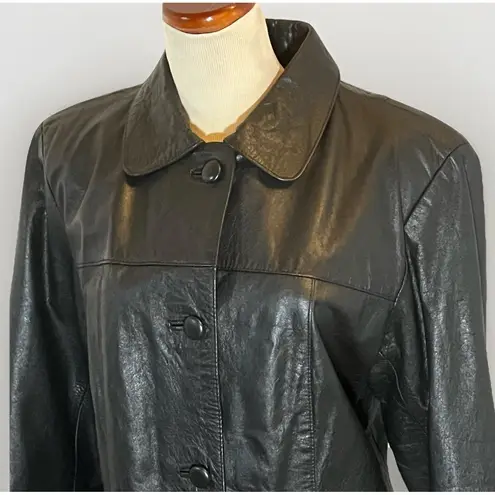 American Leathers Buenos Aires Genuine Leather Jacket Black XL Button Front Coat