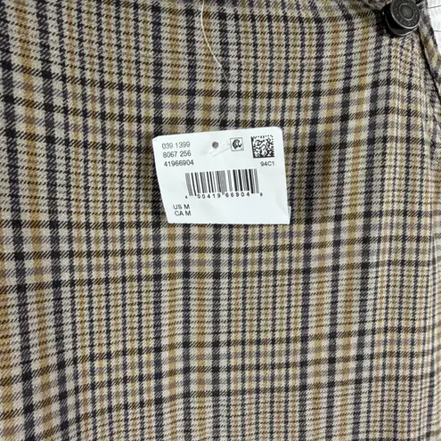 American Eagle  Plaid Pinafore Dress M Brown Check Button Strap Mini Dress