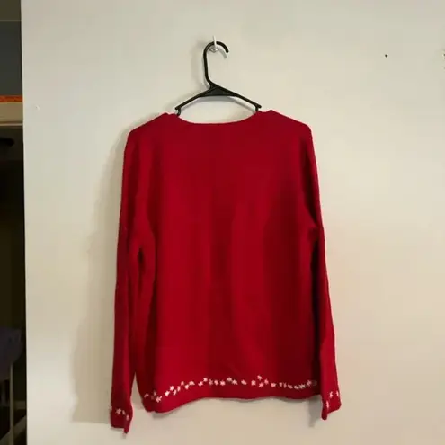 Ugly Christmas Sweater Vintage David Brooks Red Holiday Snowflake Penguin