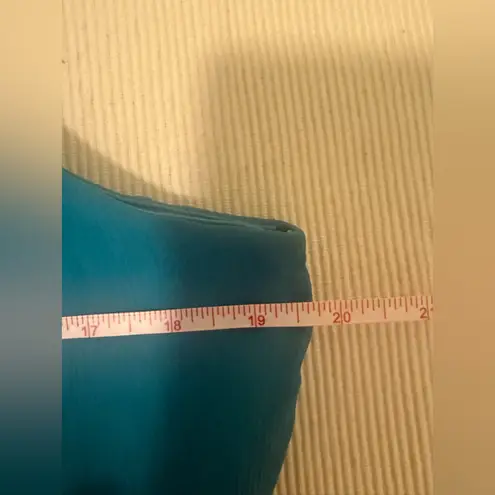 Chime Women’s XL Teal Halter Blouse with Pleated Ribbon & Floral Detail Green