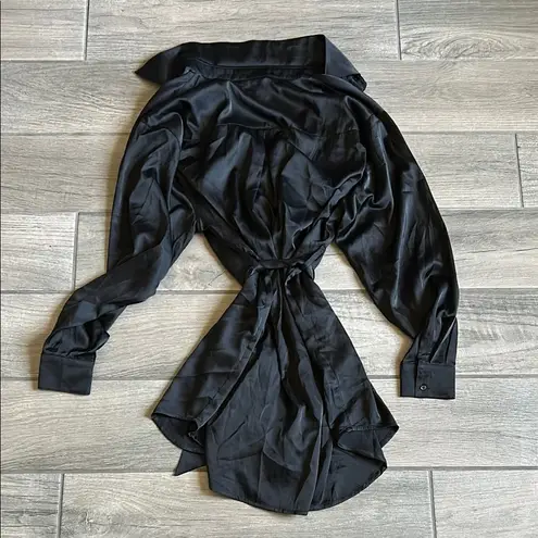 White Fox Boutique  Black Long Sleeve Dress with Belted Wrap Design