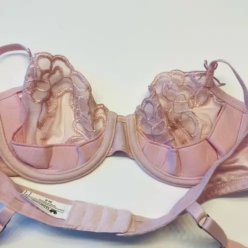 Wacoal 65781 Seductress Semi Demi Sheer Floral Embroidered Bra Size 34B Pink