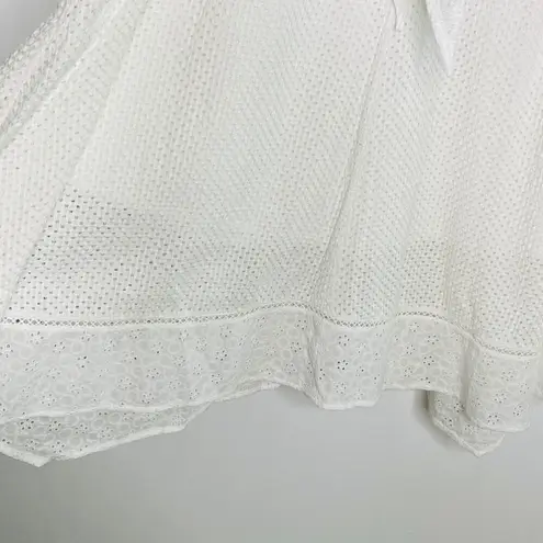 Rebecca Taylor White Netted Eyelet Tie-Waist Cap Sleeve Dress Size 8 Md Coquette