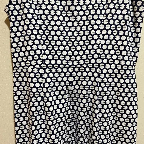 J. McLaughlin Size M Catalina Cloth Mia Sleeveless Sheath Dress Navy Polka Dot