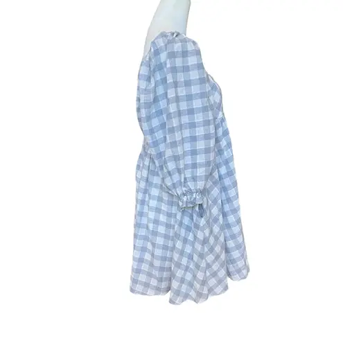 Judith March Babydoll Dress Size Medium Light Blue Gingham Mini Pockets Coquette