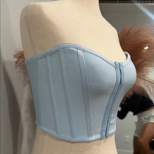 Tic Toc Light Blue Strapless Corset Top - Image 2