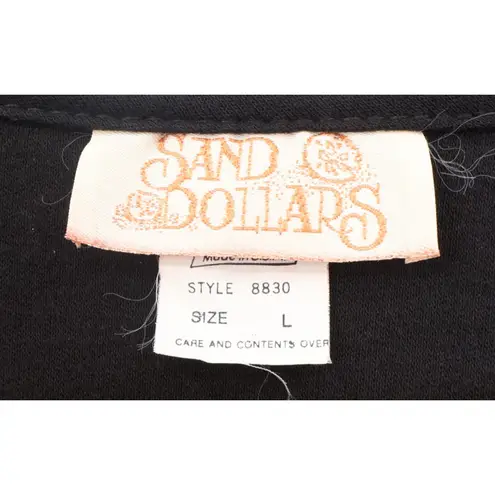 Vintage 80s Sand Dollars Black Sequin Top Womens Union Tag Oversized Glam Size L Size L