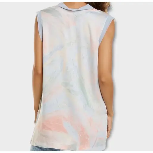 Donna Karan New York Abstract Watercolor Sleeveless V Neck Top Size M Green Size M