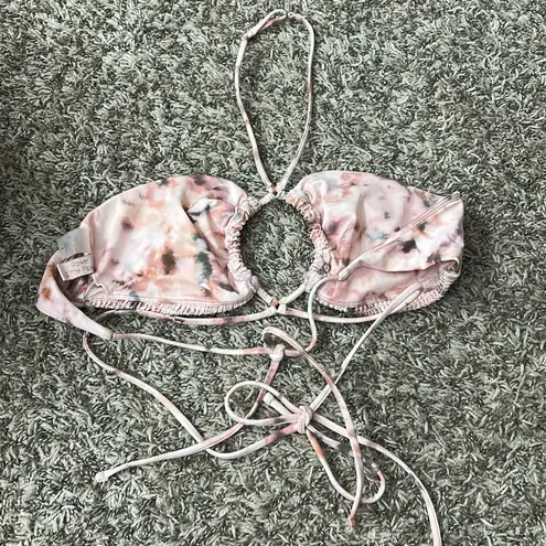 Power 2 The Flower Tie Dye Halter Bikini Top Woodstock Sz S Pink