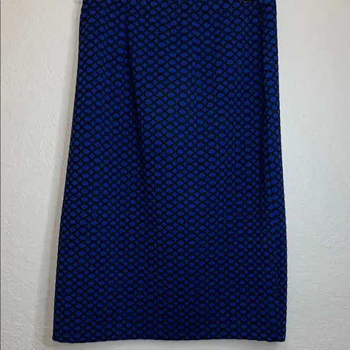 Vintage Blue Geometric Patterned Stretchy Modest Skirt Size L