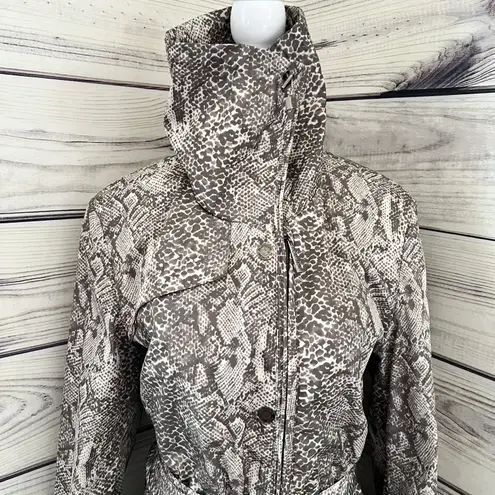 Platinum Utex Snakeskin Print Trench Rain Coat Tan Size M