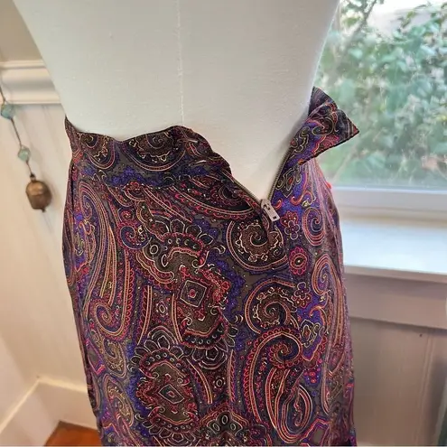 Burgundy‎ Skirt 90s Y2K DARK Academia Midi Skirt Dark Paisley Library Poet Purple