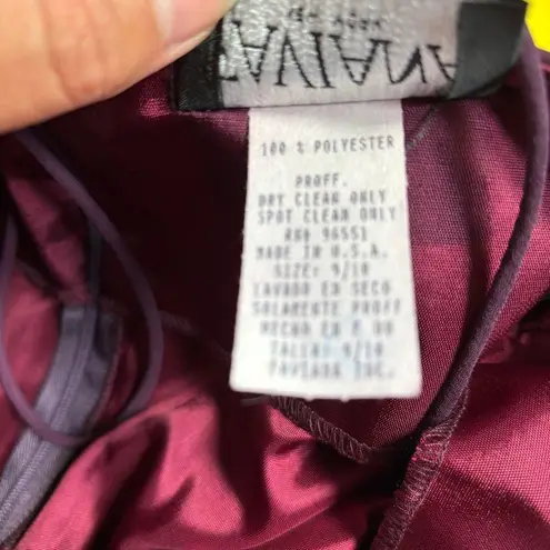 Faviana Vintage 90s Dark Purple Metallic Babydoll Sleeveless Cocktail Dress