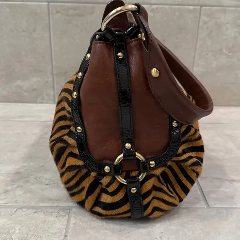 Kate Landry Collection Animal Print Cow Leather Fur Shoulder Bag Purse