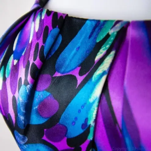 Perception New York peacock print empire waist scoop neck dress, 10 Purple