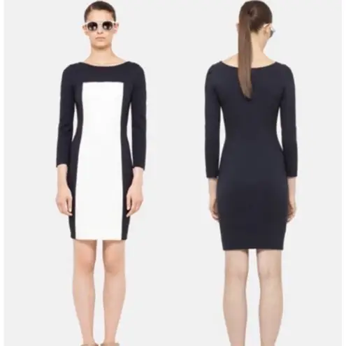 Akris Punto Colorblock Navy White Shift Mini Dress Women's Size 4