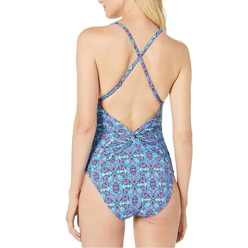 Bleu Rod Beattie St. Tropez Printed Plunge Halter One-Piece Swimsuit 8