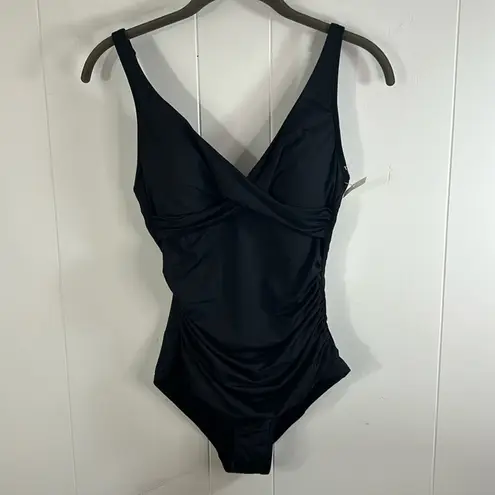Sea Level Swim Black Eco Essentials Cross Front One Piece Swimsuit Size 4
