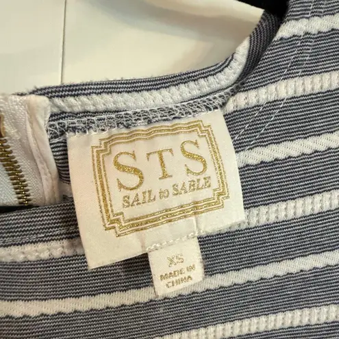 Sail To Sable grey and white striped crewneck shift nautical dress size xs