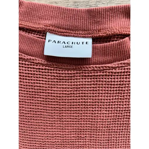 Parachute Waffle Lounge Crewneck Top Women's Blouse Top Shirt Clay Red Brown Size L