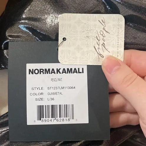 Norma Kamali Anthro gunmetal pencil pants metallized shiny disco size L