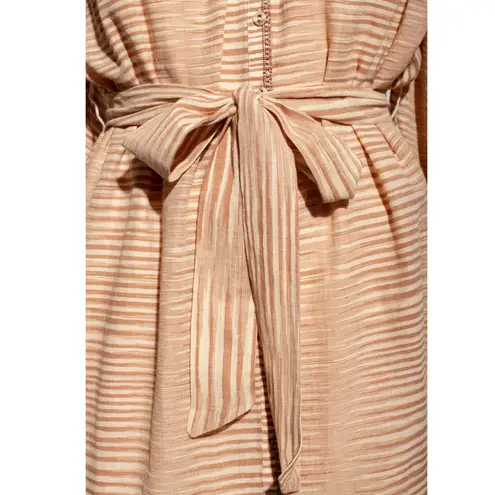 Ulla Johnson NEW Fiora Striped Shirt Dress Medium Sz 8 Beige Tan Brown Feminine