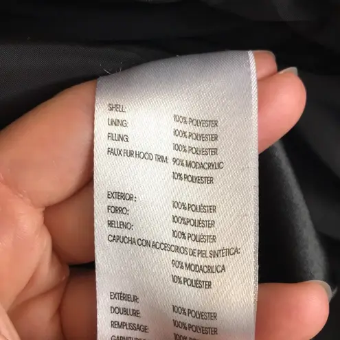 Calvin Klein  Women’s Black Long Line Hooded Puffer Double Zip-Up Jacket