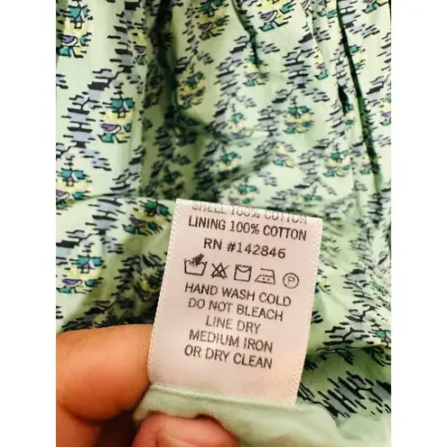 RHODE Green Printed 100% Cotton Hourglass Square Neck Daya Mini Dress Size 6