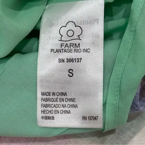 Farm Rio Colorful Monstera Mini Dress Wrap Linen Small Boho Vacay Beachy New