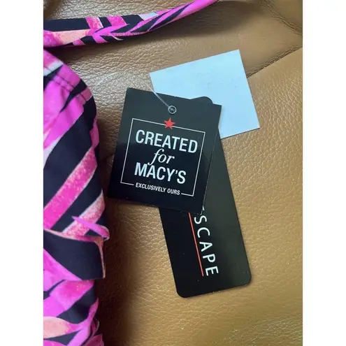 NWT Island Escape Tropical Pink Tahiti Floral Ruffle Tankini Swim Top Size 6