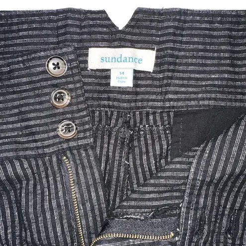 Sundance Amelia Linen Blend Black Pinstripe Pants 14