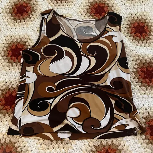 Brown Coffee Swirl Top Perfect for Fall Outfits Size 8