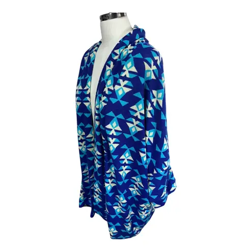 Fantastic Fawn Aztec Geometric Open Front Kimono Cardigan Blue Boho Womens Large