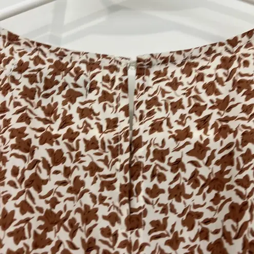 Wishful Thinking Small Brown Floral Pattern Curved Hem Short Sleeve Maxi Dress