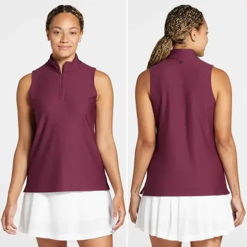 CALIA Golf Honeycomb Mesh 1/2 Zip Sleeveless Polo Ripe Boysenberry Size XL NWT Purple