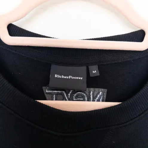 Richer Poorer Womens Sweatshirt Size M Black Crewneck Athleisure Minimal Casual Size M