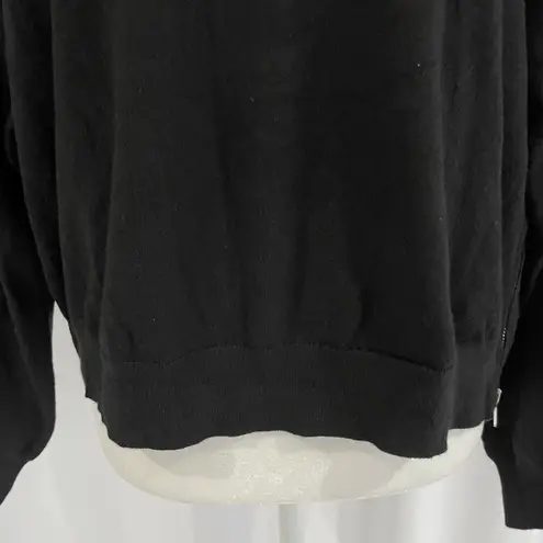 Alfani New Side Zip Sweater Crewneck Long Sleeve Knit Pullover Black